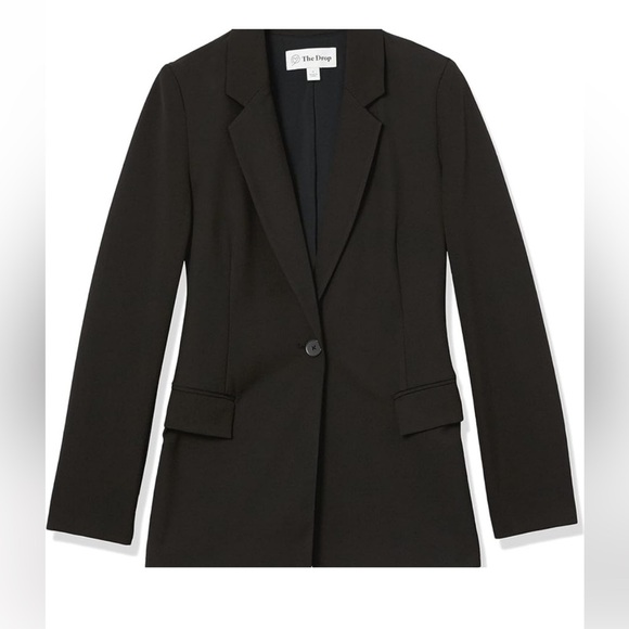 The Drop Women's Blake Long Blazer Jacket Single Button Classic Black Size M - Picture 13 of 13
